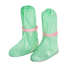 High Tube PVC Non-slip Waterproof Reusable Rain Shoe Boots Cover, Size:L (Green)