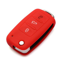 2 PCS Silicone Car Key Cover Case for Volkswagen Golf(Red)