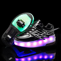 CD03 LED Double Wheel Wing Roller Skating Shoes, Size : 39(Black)