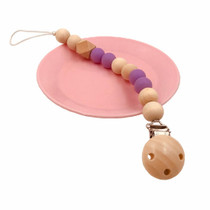 3 PCS Baby Pacifier Clip Chain Wooden Holder Soother Pacifier Clips Leash Strap Nipple Holder for Infant Feeding(pink)