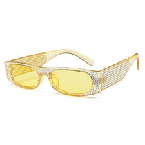 Square Sunglasses Women Imitation Diamond Lasses Fashion UV400 Sunglasses(C4)