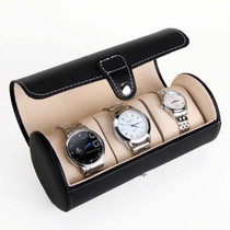 Portable Travel Watch Cylinder Protective Box Storage Bag(Black)