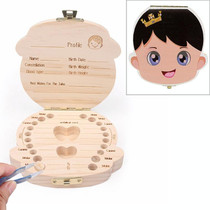 3 PCS Wood Baby Teeth Box Organizer Milk Teeth Storage Box, Language:Russian(Crown boy black)