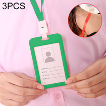 3 PCS Credit Card Holders PU Bank Card Neck Strap Bus Card ID Card Holder Identity Badge with Lanyard(Green)