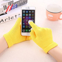 Winter Touch Screen Gloves Women Men Warm Stretch Knit Mittens Imitation Wool Thicken Full Finger Gloves(C-Yellow)