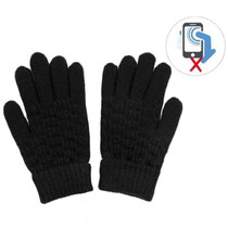 Winter Touch Screen Gloves Women Men Warm Stretch Knit Mittens Imitation Wool Thicken Full Finger Gloves(Kids Black)