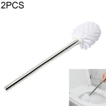 2PCS Stainless Steel Handle Toilet Brush Suit Household Hanger Frame Cleaning Brush(White)