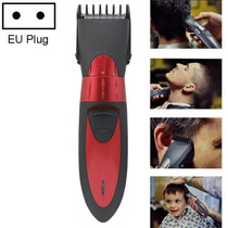 Waterproof Electric Hair Clipper Rechargeable Hair Trimmer Hair Cutting Machine Haircut Beard Trimer, EU Plug(Red)
