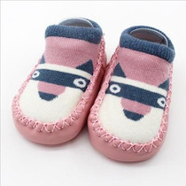 Fashion Baby Socks With Rubber Soles Infant Sock Newborn Autumn Winter Children Floor Socks Shoes Anti Slip Soft Sole Sock(6S02 Pink)