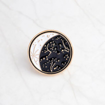 2 PCS Cartoon Constellation Moon Bottle Brooch White Black Enamel Pins Button Coat Jacket Collar Pin Badge(moon)