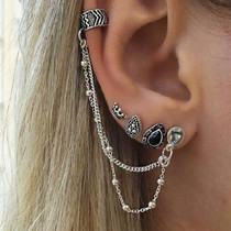 4 PCS Bohemia Punk Style Vintage Crown Tassel Earring Sets for Women
