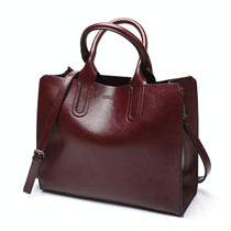 Leather Handbags Big Women Bag Casual Female Bags Trunk Tote Shoulder Bag Ladies Large Bolsos, Color:Coffee