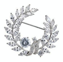 Olive Branch Grass Ring Zircon Brooch Exquisite Accessories Medal Fashion Brooch Coat Sweater Pin(Silver)