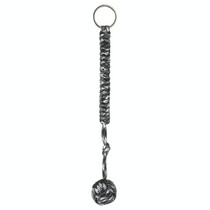 Outdoor Security Protection Black Monkey Fist Steel Ball Bearing Self Defense Lanyard Survival Key Chain(Black&White)
