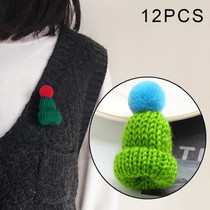 12PCS Cute Mini Knitted Hairball Hat Brooch Sweater Pins Badge(Green)