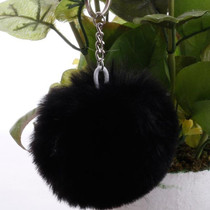 Simple Key Chain Fur Ball Pompon Keychain Pompom Artificial Rabbit Fur Animal Keychains for Woman Car Bag Key Rings(black)