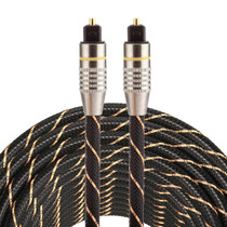 15m OD6.0mm Gold Plated Metal Head Woven Net Line Toslink Male to Male Digital Optical Audio Cable