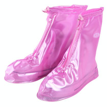 Fashion PVC Non-slip Waterproof Thick-soled Shoe Cover Size: L(Pink)