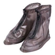 Fashion PVC Non-slip Waterproof Thick-soled Shoe Cover Size: XXXL(Coffee)