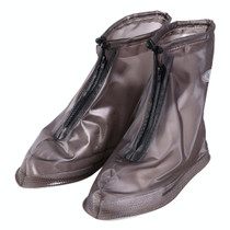 Fashion PVC Non-slip Waterproof Thick-soled Shoe Covers Size: XXL(Coffee)