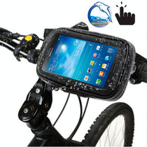 Bicycle Handlebar Mount Holder Waterproof / Sand-proof / Snow-proof / Dirt-proof Zipper Touch Bag, Suitable for Galaxy Note III / N9000 & Mega 6.3 / i9200(Black)