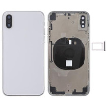 Battery Back Cover Assembly with Side Keys & Wireless Charging Module & Volume Button Flex Cable & Card Tray for iPhone X(White)