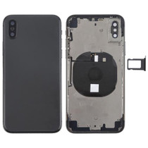 Battery Back Cover Assembly with Side Keys & Wireless Charging Module & Volume Button Flex Cable & Card Tray for iPhone X(Black)