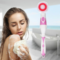 Multi-function Electric Waterproof Bath Cleansing Brush Long-handled Massage Brush, with 4 Brush Heads(Pink)