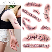 S-263 50 PCS Halloween Terror Realistic Wound Injury Scar Temporary Tattoo Sticker