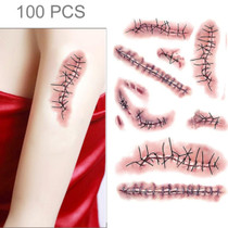 S-263 100 PCS Halloween Terror Realistic Wound Injury Scar Temporary Tattoo Sticker