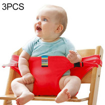 3PCS Chair Portable Seat Dining Lunch Chair Seat Safety Belt Stretch Wrap Feeding Chair Harness Seat Booster(Red)