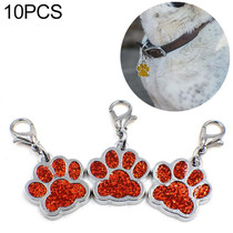 10 PCS Enamel Cat Dog  Bear Paw Prints Key Chain Jewelry Making(Red)