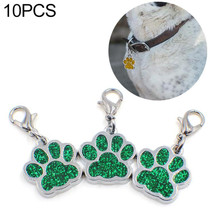 10 PCS Enamel Cat Dog  Bear Paw Prints Key Chain Jewelry Making(Dark Green)