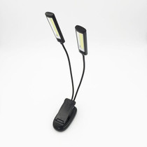 Portable Dual Flexible Arms COB LED Clip Camping Light Reading Desk Laptop Music Stand Lamp Two head