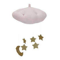 Baby Nursery Ceiling Mobile Party Decoration Clouds Moon Stars Hanging Decorations Kids Room Decoration for Baby Bedding(Pink Gold)