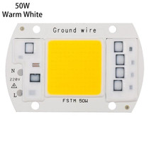 High Power 220V LED FloodlightCool/Warm White COB LED Chip IP65 Smart IC Driver Lamp(50W warm white)