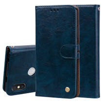 Business Style Oil Wax Texture Horizontal Flip Leather Case for Xiaomi Redmi S2, with Holder & Card Slots & Wallet (Blue)