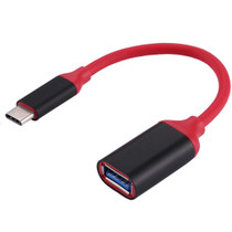 15cm Aluminum Alloy Head USB-C / Type-C 3.1 Male to USB 3.0 Female OTG Converter Adapter Cable(Red)