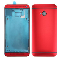 Full Housing Cover (Front Housing LCD Frame Bezel Plate + Back Cover) for HTC One M7 / 801e(Red)