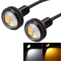 2 PCS 22.5mm 2W 200LM White + Yellow Light 4 LED SMD 5630 Eagle Eye Car Steering Light Daytime Running Light(Black)