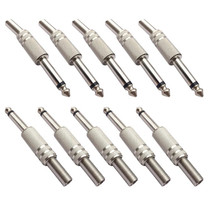 JL0057 6.35mm Audio Jack Connector (10 Pcs in One Package, the Price is for 10 Pcs)(Silver)