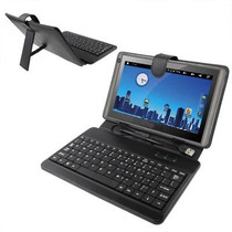 8 inch Universal Tablet PC Leather Tablet Case with USB Plastic Keyboard(Black)