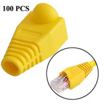 Network Cable Boots Cap Cover for RJ45, Yellow (100 pcs in one packaging , the price is for 100 pcs)(Yellow)