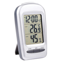 LCD Digital Desk Indoor Thermometer Hygrometer with Date / Clock / Freezing Warning(Silver)