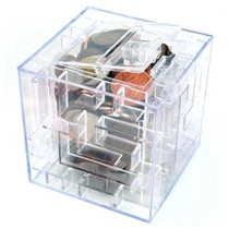 3D Puzzle Transparent Money Maze Bank Saving Coin Gift Box(White)