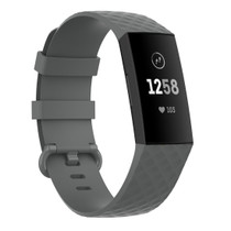 18mm Silver Color Buckle TPU Wrist Strap Watch Band for Fitbit Charge 4 / Charge 3 / Charge 3 SE, Size: S(Grey)