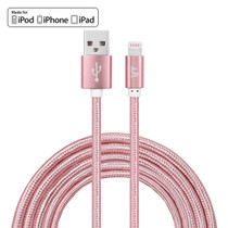 YF-MX04 3m 2.4A MFI Certificated 8 Pin to USB Nylon Weave Style Data Sync Charging Cable(Rose Gold)