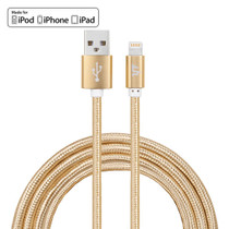 YF-MX03 2m 2.4A MFI Certificated 8 Pin to USB Nylon Weave Style Data Sync Charging Cable(Gold)