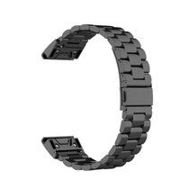 For Garmin Fenix5/Forerunner935/Garmin Approach S60 3-Beads Stainless Steel Metal Quick Release Watch Band(black)