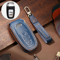 Hallmo Car Cowhide Leather Key Protective Cover Key Case for Audi A6L / A8L / A4 / A7 / A5 B Style(Blue)